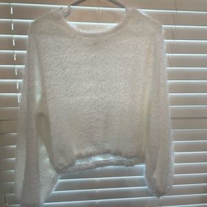 white soft cropped sweater